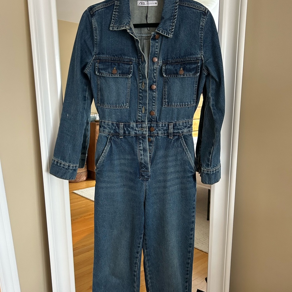 Zara Blue Denim Jumpsuit